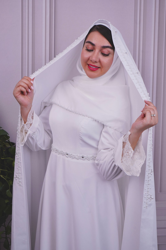 چادر و روسری اقتصادی عروس مدل صدف